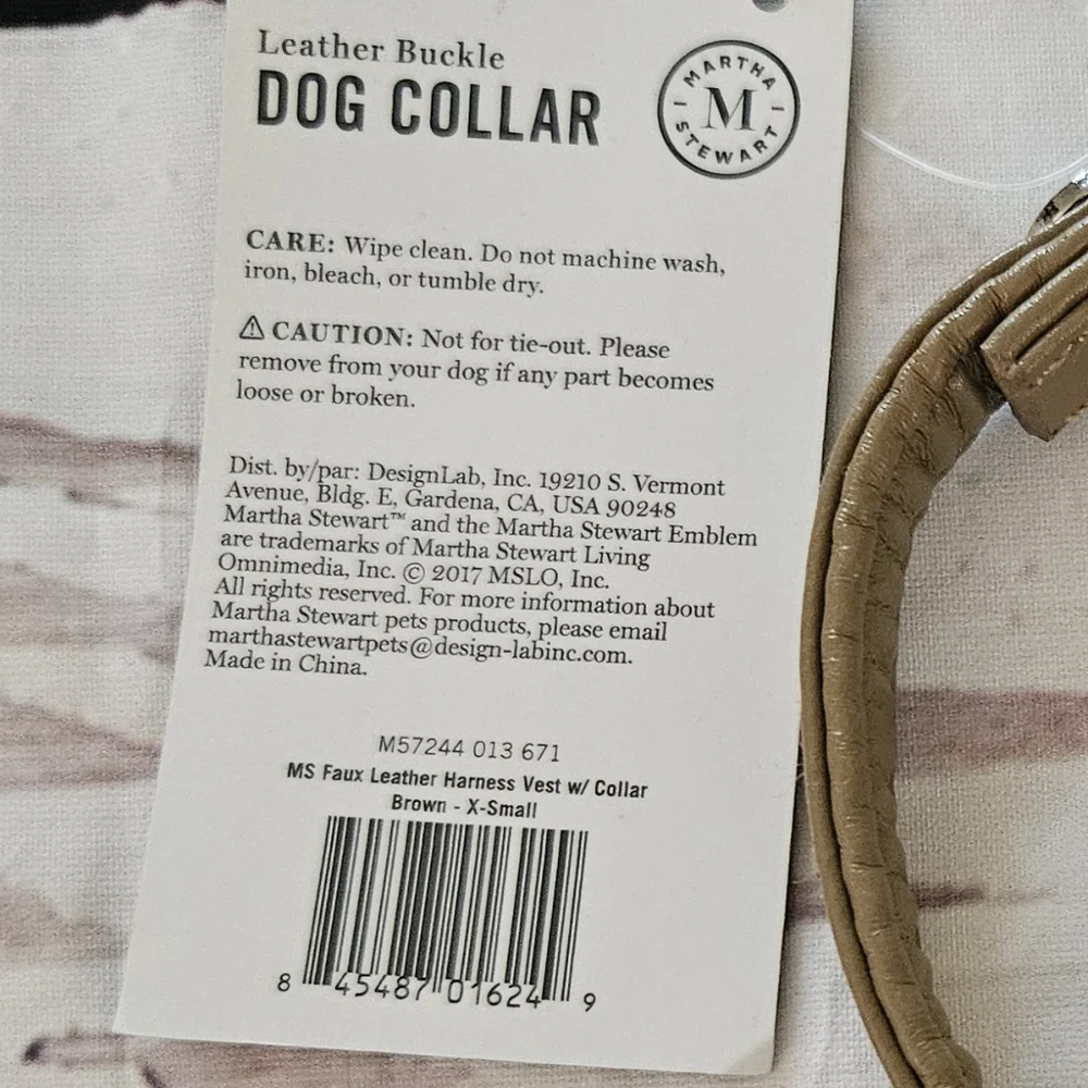 New Martha Stewart Faux Leather Dog Collar